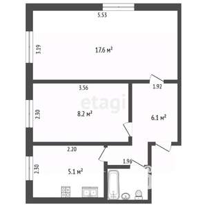 2-к квартира, вторичка, 41м2, 1/5 этаж