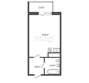 Студия квартира, вторичка, 30м2, 4/25 этаж