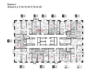 2-к квартира, строящийся дом, 61м2, 14/25 этаж
