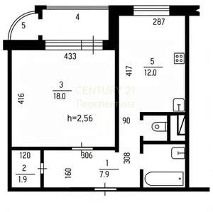 1-к квартира, вторичка, 45м2, 5/17 этаж