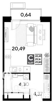 Студия квартира, строящийся дом, 30м2, 9/25 этаж