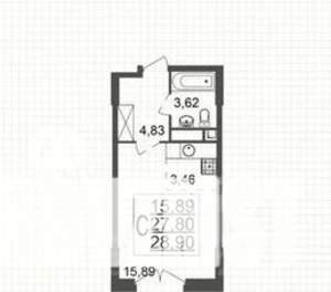 Студия квартира, вторичка, 29м2, 4/25 этаж