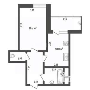 1-к квартира, вторичка, 39м2, 15/25 этаж