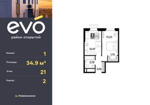 1-к квартира, вторичка, 35м2, 21/25 этаж