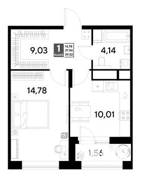 1-к квартира, строящийся дом, 40м2, 13/25 этаж
