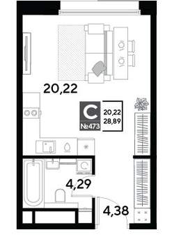 Студия квартира, вторичка, 29м2, 17/25 этаж