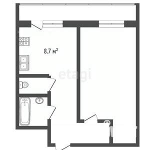 1-к квартира, вторичка, 39м2, 6/14 этаж