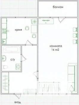 1-к квартира, вторичка, 31м2, 5/9 этаж