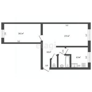2-к квартира, вторичка, 45м2, 1/5 этаж