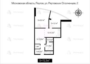 2-к квартира, вторичка, 72м2, 24/25 этаж