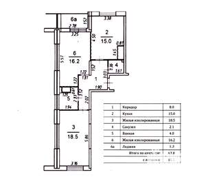 2-к квартира, вторичка, 64м2, 3/25 этаж