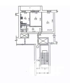 2-к квартира, вторичка, 49м2, 7/12 этаж