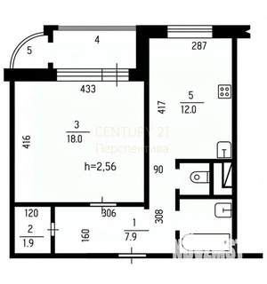 1-к квартира, вторичка, 45м2, 5/17 этаж