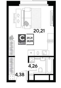 Студия квартира, строящийся дом, 29м2, 11/25 этаж