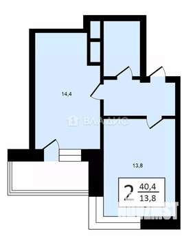 2-к квартира, вторичка, 40м2, 12/25 этаж